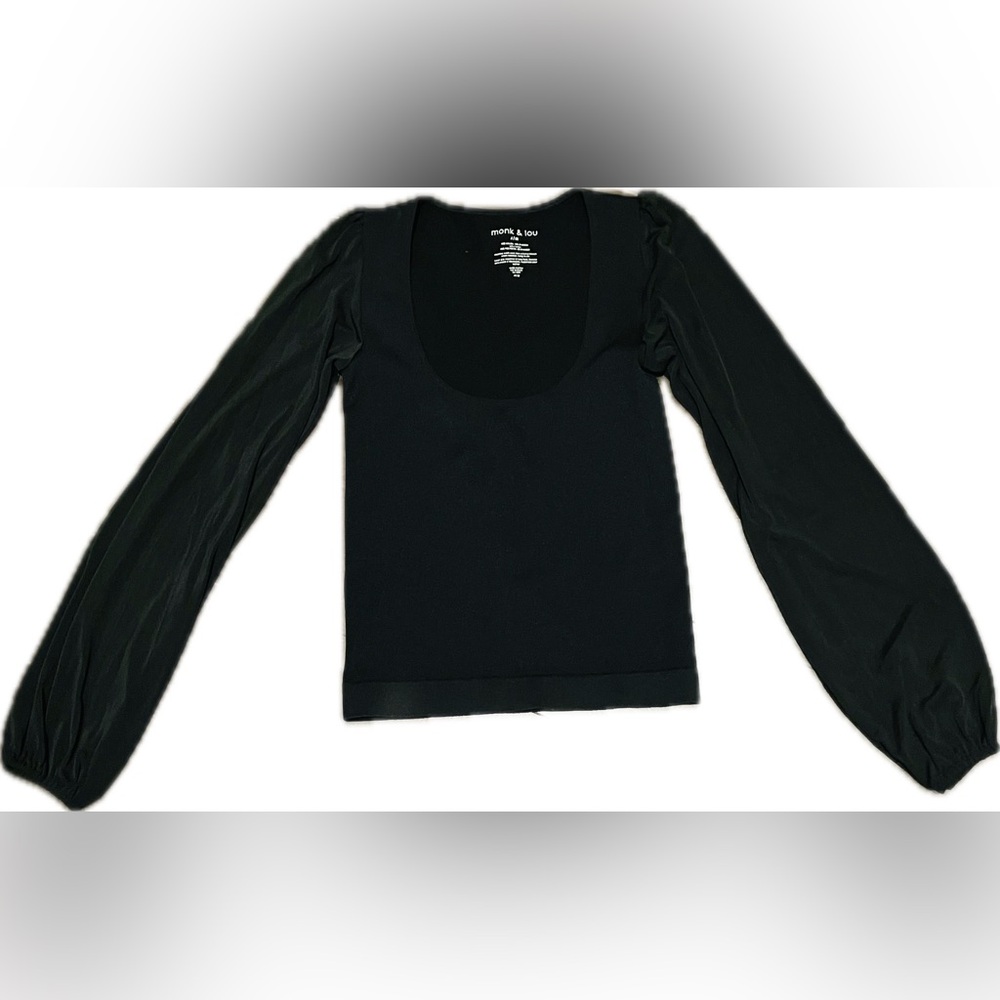 Monk & Lou Sheer Balloon Sleeve Top